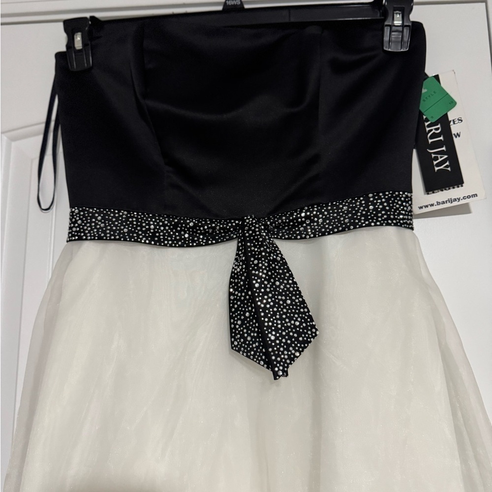 Bari Jay Black and White Strapless Gown - Picture 4 of 11